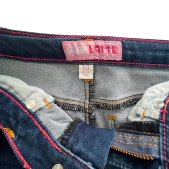 Girls Denim Pants with Red Roses Ripped Jeans Adjustable Inner waistband Size 10 - Picture 4 of 6